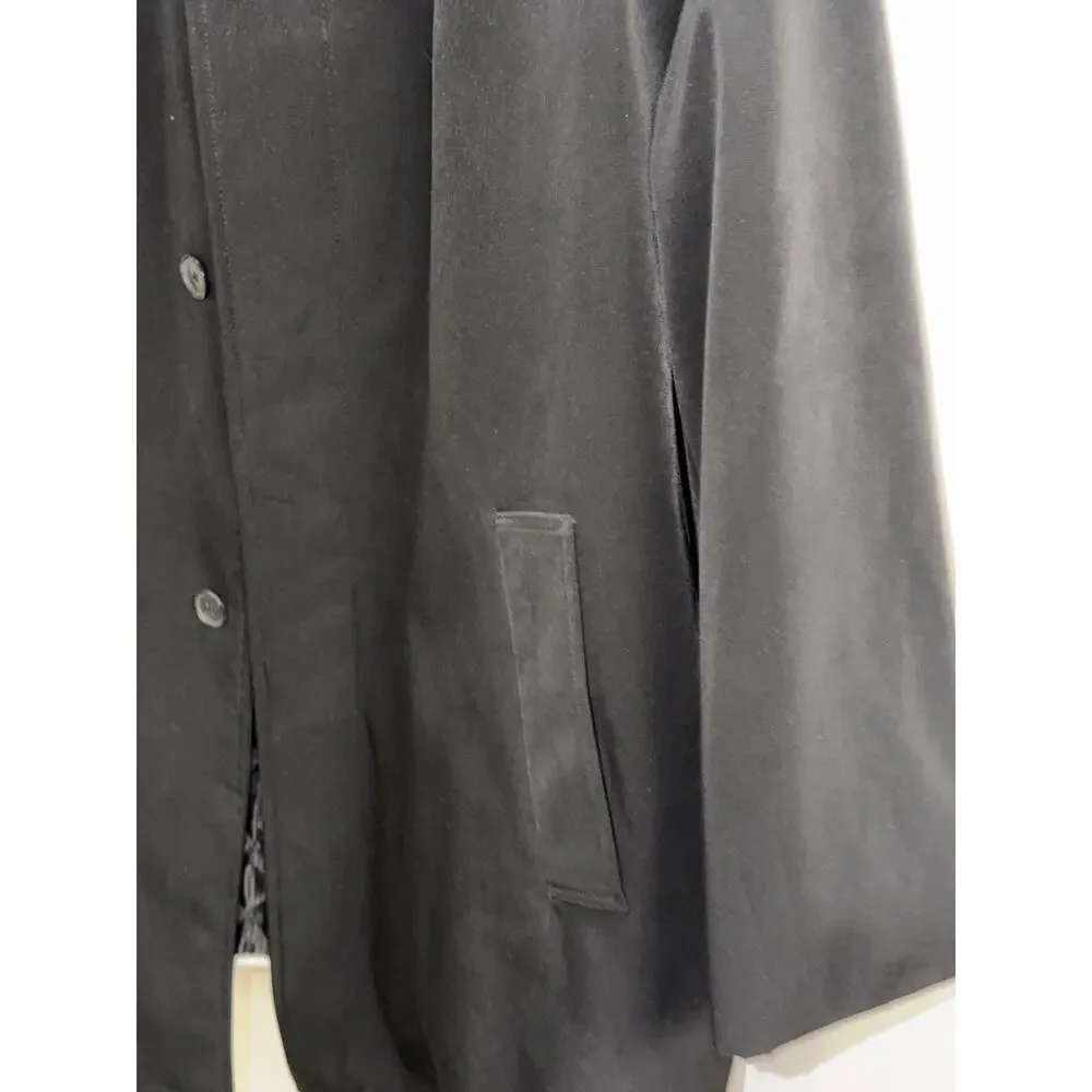 Joseph Abboud Black Quilted Lined Trench Car Coat Size 46R